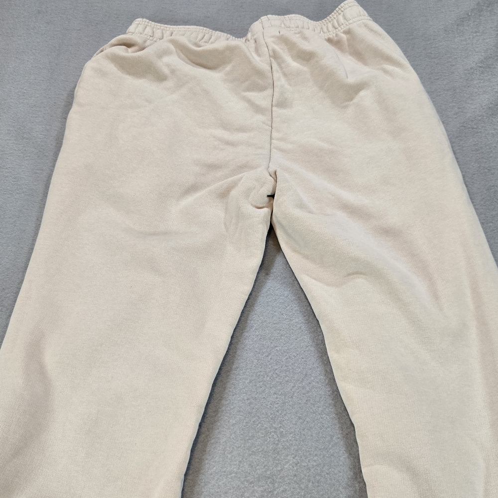 Unbranded Flare Leg Sweatpants Womens S Beige High Rise Raw Hem Wide Leg Boho - Picture 7 of 7